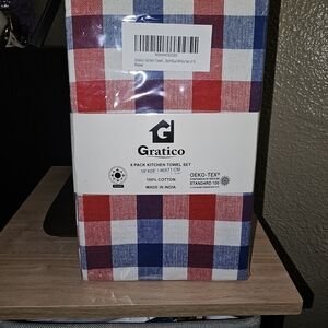 Gratico Red Blue White Checkered Kitchen Towel Set